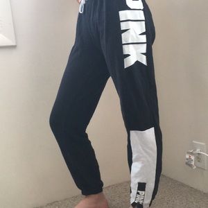Pink brand black and white sweatpants